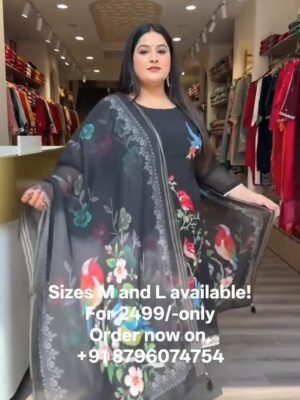 Black Botanical Bird Suit Set