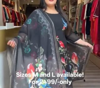 Black Botanical Bird Suit Set
